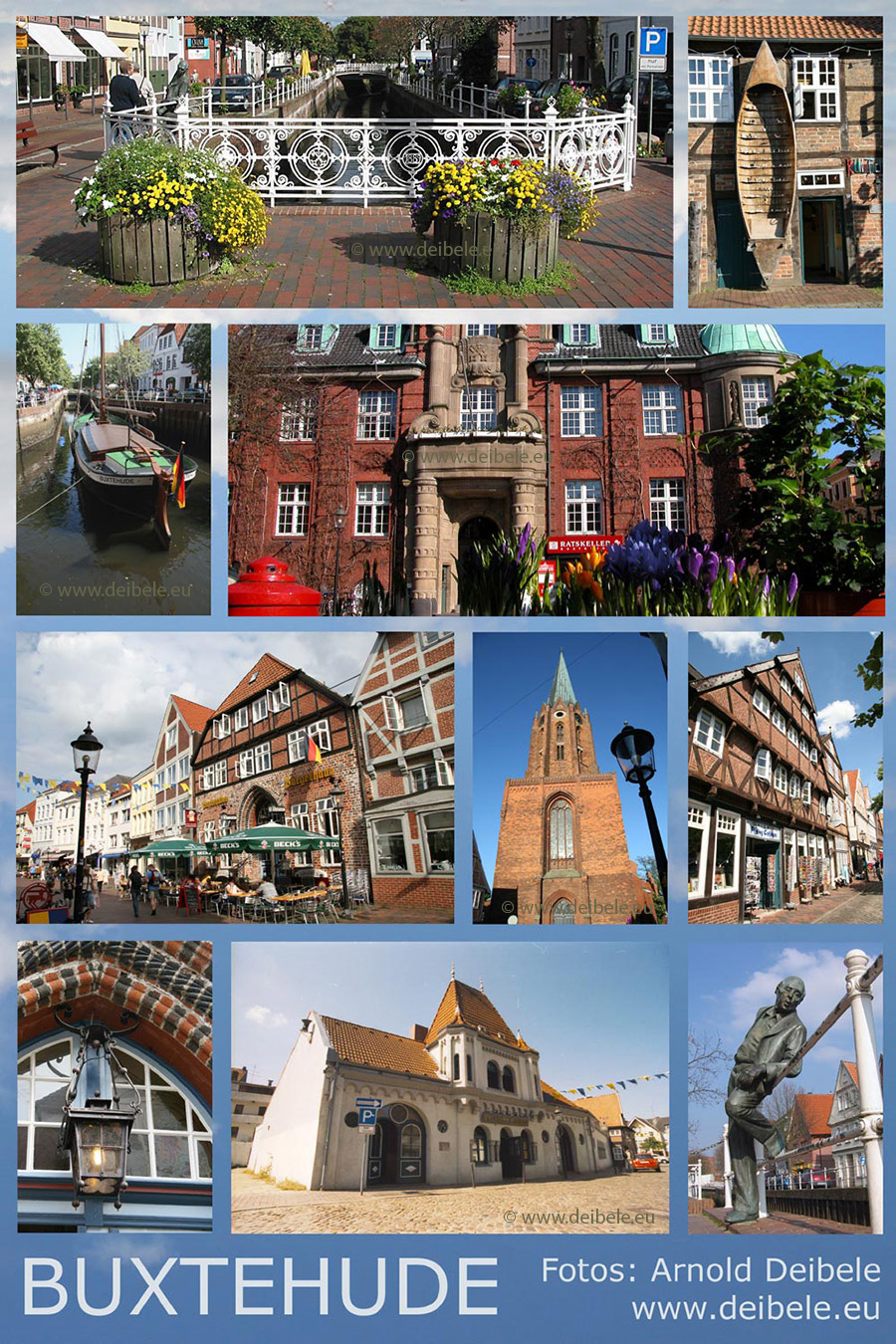 Buxtehude, Fotos von Arnold Deibele, Abthaus, Abtstraße, Alte Lateinschule, Altkloster, Am Geesttor, Außenhafen, Bahnhof, Bahnhofstraße, Barkassenfahrten, Brauhaus, Breite Straße, Bürgerhaus, Buxtehude, Buxtehuder Firmen, Dackel mit Glocke, Der Siebte Schornstein, Drei Stelen, Elbekliniken, Ewer Margareta, Fachhochschul,e Feuergang, Figur 1000, Fischerstraße, Fleth-Apotheke, Flethanlage, Flethbrückev Flethenkieker, Flethmühle, Friedhof, Friedhof Stader Straße, jüdischer Friedhof, Gründahl-Mühle, Halepaghen, Harburger Straße, Hase und Igel, Heimatmuseum, Hinter dem Zwinger, Hoyers Gang, Kähler-Villa, Kaserne Torhaus , Kattau-Mühle, Katze mit Bügel, Kirchenstraße, Klosterhof, Konopkastraße, Kriegerdenkmal Harburger Straße, Kriegerdenkmal Petrikirche, Kriegerdenkmal Stader Straße, Kulturforum, Kunstinsel, Lange Straße, Lange Straße 19, Lange Straße 37, Lautenspielerin, Liebfrauenkirchhof, Linah-Zwinger, Llichtbrücken, Lüneburger Schanze, Moortorstraße, Mühlenteich, Navigare, Neptun, Neuland, Nonne mit Schaf, Ostfleth, Ovelgönner Wassermühle, Petrikirche, Petriplatz, Rathaus, Ritterstraße, Rote Laterne, Schafsmarkt, Schlachterei Bitter, Stackmann, Stadtbibliothek, Stadtführung, Stadthaus, Stadtleben, Stadtmauer, Stadtpark, Stavenort, Stavenort Glockenspiel, Sterbender Krieger, Stier mit Knabe, Strandzeichen, Symbolfiguren, Symphonie des Lichts, Tuckerboote, Villen Stader Straße, Viver, Viverstraße, Westfleth, ZOB, Zollamt, Zwinger, Zwischen den Brücken